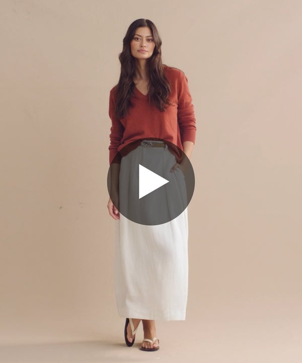 Model wearing Flynn Cashmere Sweater.